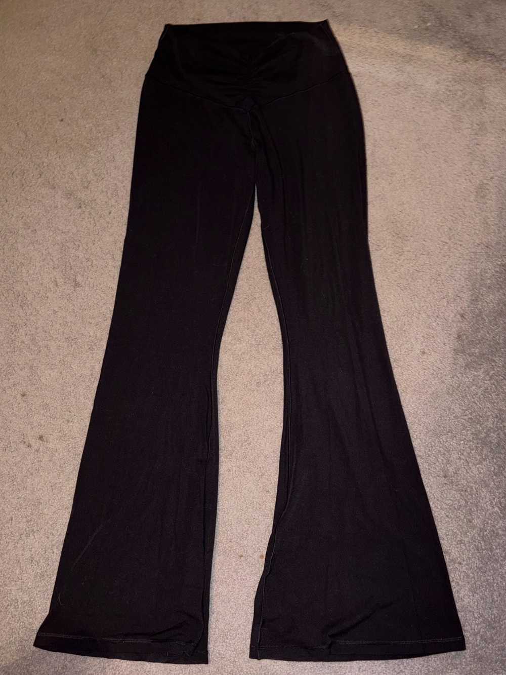 Aerie Black Flared leggings with ruching